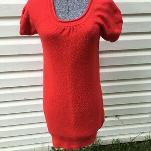 Red White & Black Knit Short Sleeve Sweater Dress
